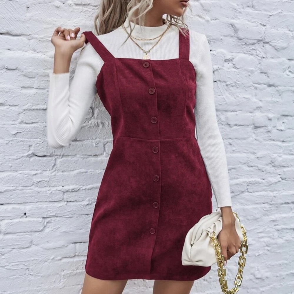 Corduroy button up mini dress camel brown - Picture 5 of 6